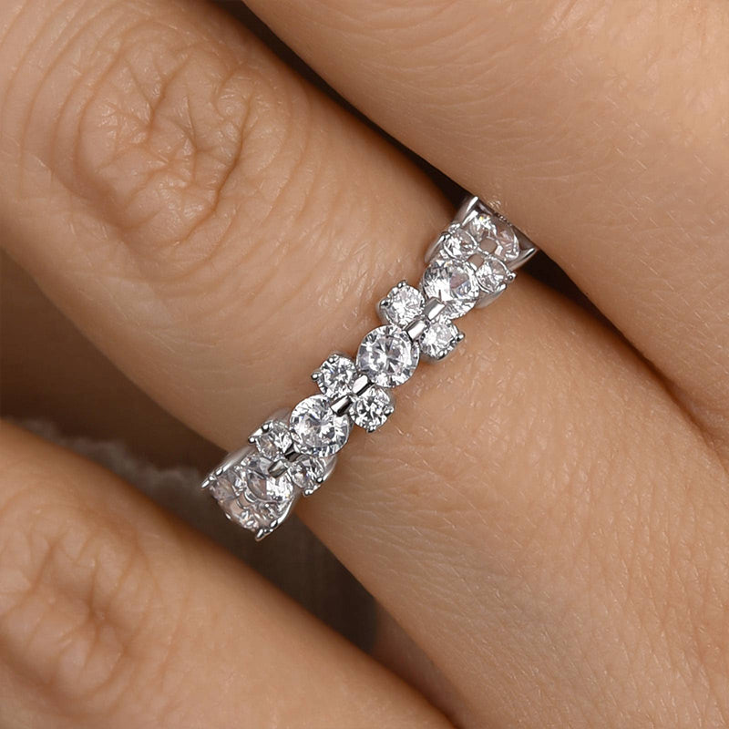 Ahabobo Unique Round Cut Full Wedding Band for Women
