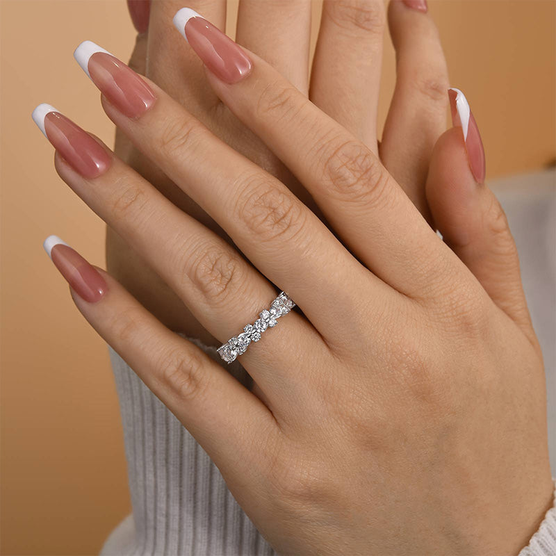 Ahabobo Unique Round Cut Full Wedding Band for Women