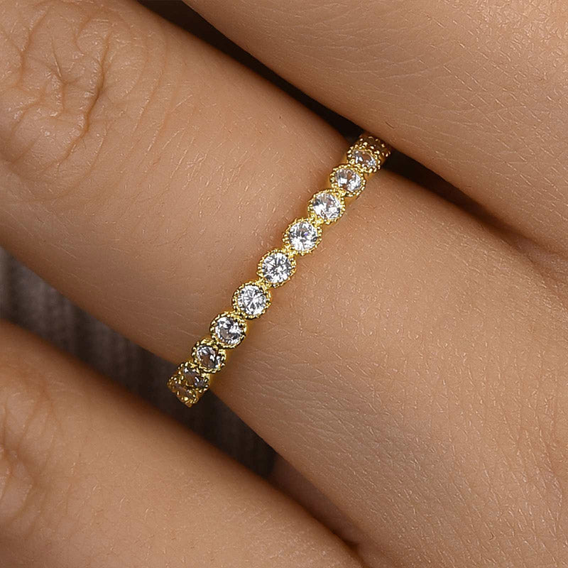 Vintage Pave Wedding Band In Sterling Silver