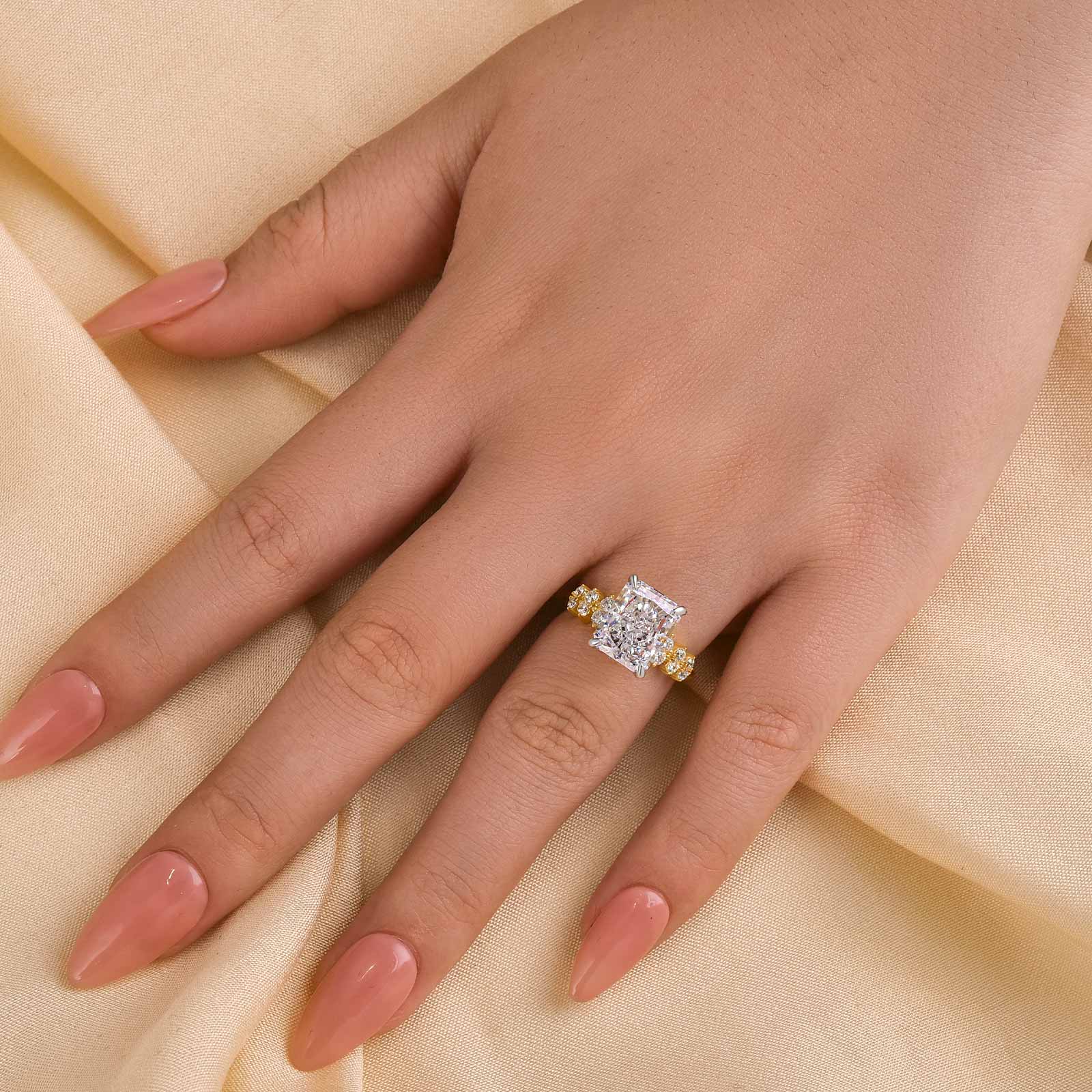 Ahabobo Two-Tone 4.5 Carat Radiant Cut Travel Ring