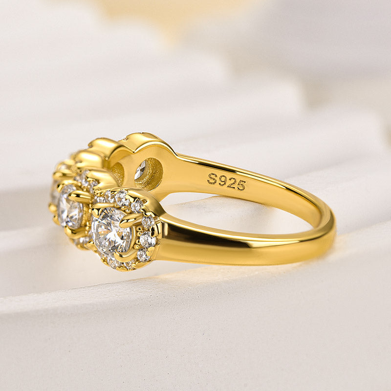 Halo Round Cut Five Stone Anniversary Ring for Her