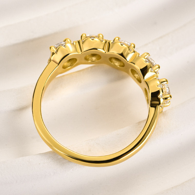 Halo Round Cut Five Stone Anniversary Ring for Her