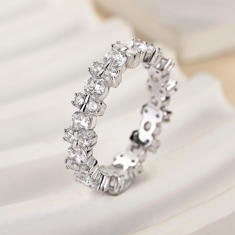 Ahabobo Unique Round Cut Full Wedding Band for Women