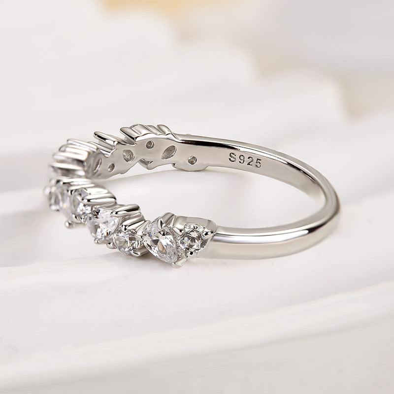 Ahabobo Unique Half Pear & Round Cut Women's Wedding Band