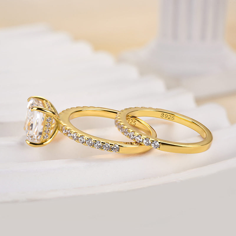 Elegant Square Princess Cut Wedding Ring Set For Women In Sterling Silver