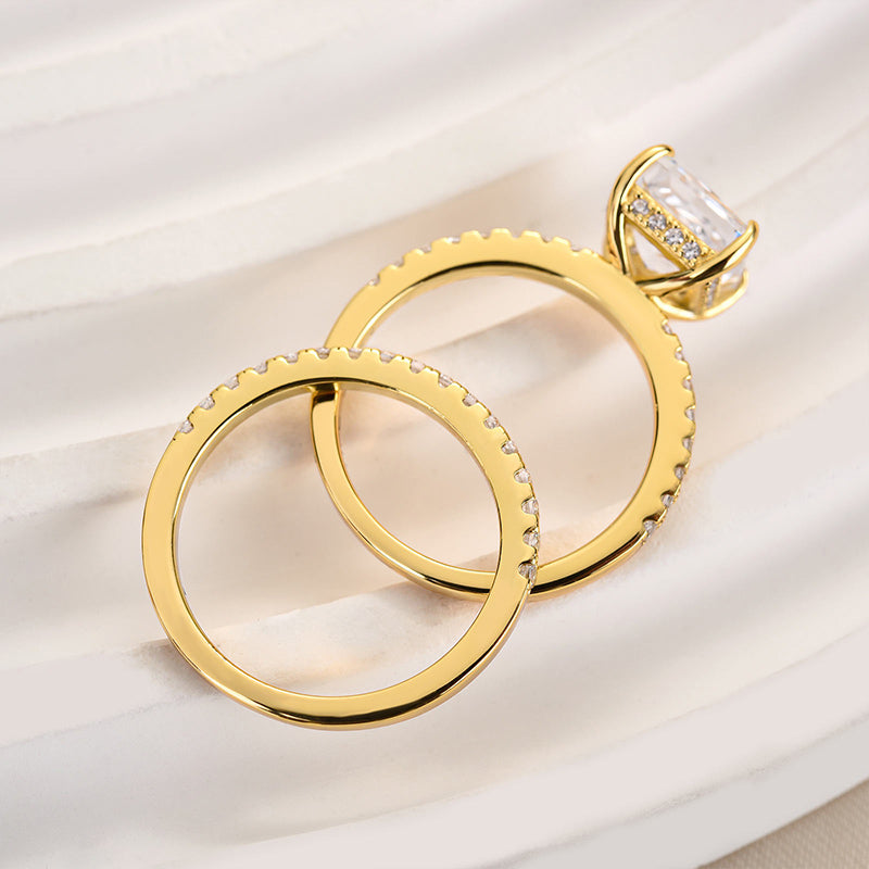 Elegant Square Princess Cut Wedding Ring Set For Women In Sterling Silver