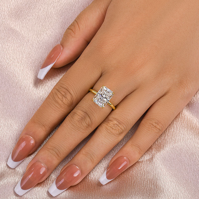 Ahabobo Timeless Moissanite 4.5 Ct Radiant Cut Engagement Ring In Sterling Silver
