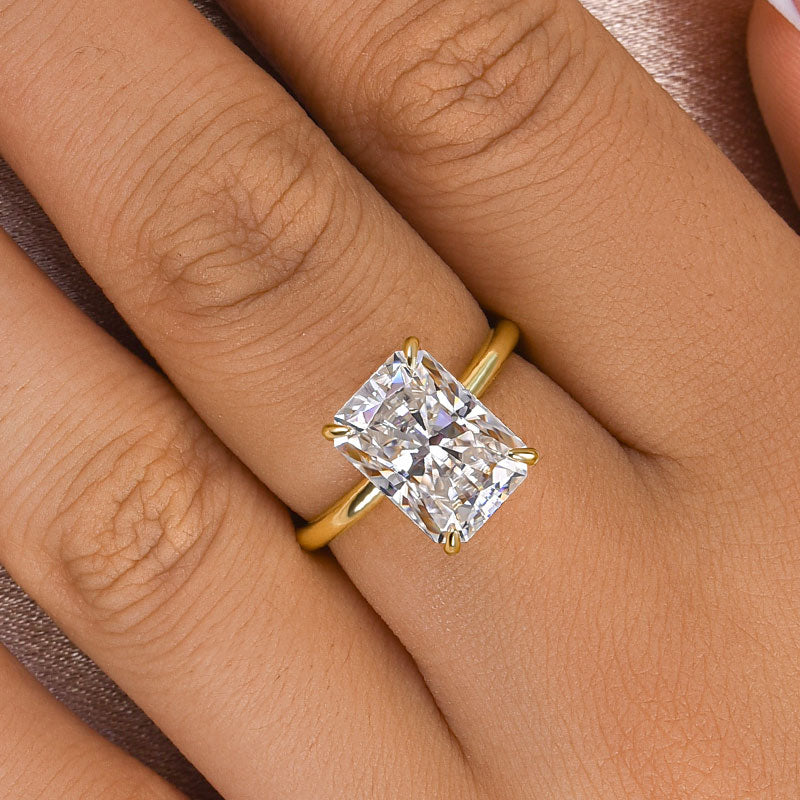 Ahabobo Timeless Moissanite 4.5 Ct Radiant Cut Engagement Ring In Sterling Silver