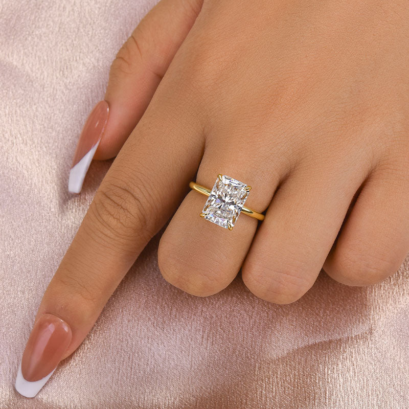 Ahabobo Timeless Moissanite 4.5 Ct Radiant Cut Engagement Ring In Sterling Silver