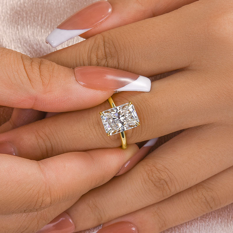 Ahabobo Timeless Moissanite 4.5 Ct Radiant Cut Engagement Ring In Sterling Silver