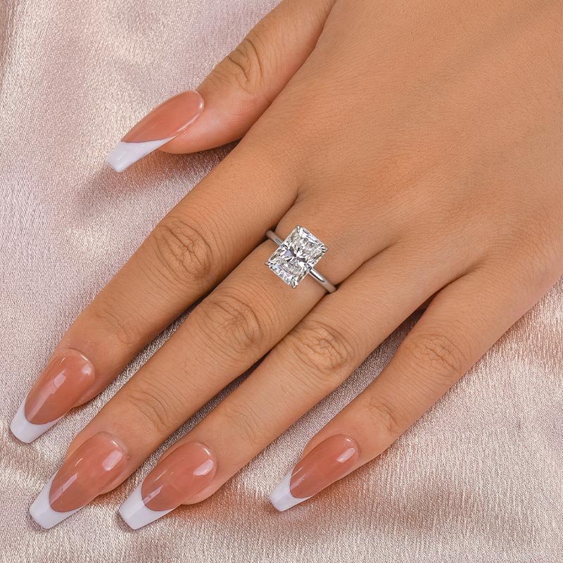 Ahabobo Timeless Moissanite 4.5 Ct Radiant Cut Engagement Ring In Sterling Silver