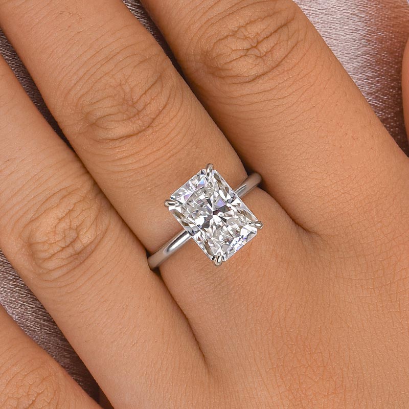 Ahabobo Timeless Moissanite 4.5 Ct Radiant Cut Engagement Ring In Sterling Silver