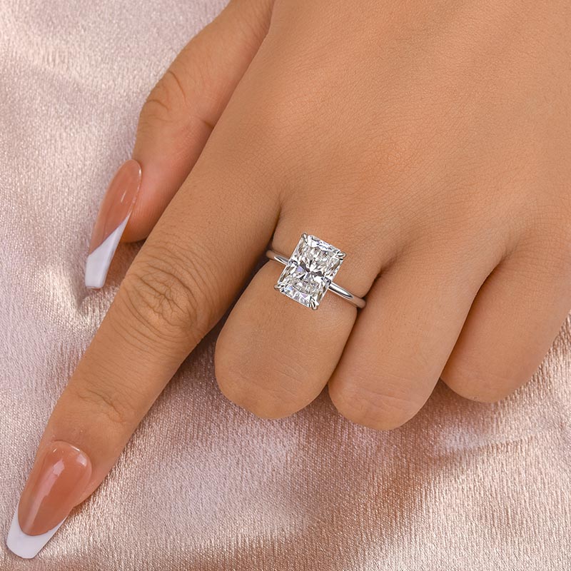 Ahabobo Timeless Moissanite 4.5 Ct Radiant Cut Engagement Ring In Sterling Silver