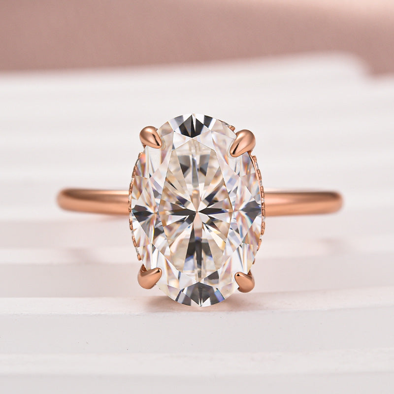 Ahabobo Classic Moissanite 4.0 Carat Oval Cut Engagement Ring
