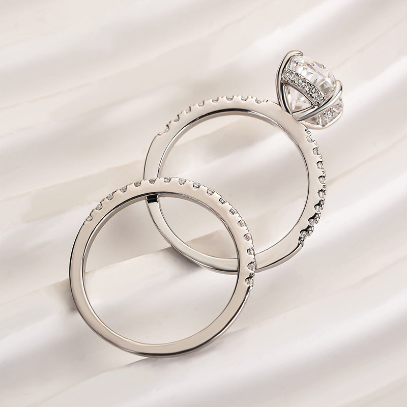 4.0Ct Classic Created White Sapphire Oval Cut Wedding Ring Set