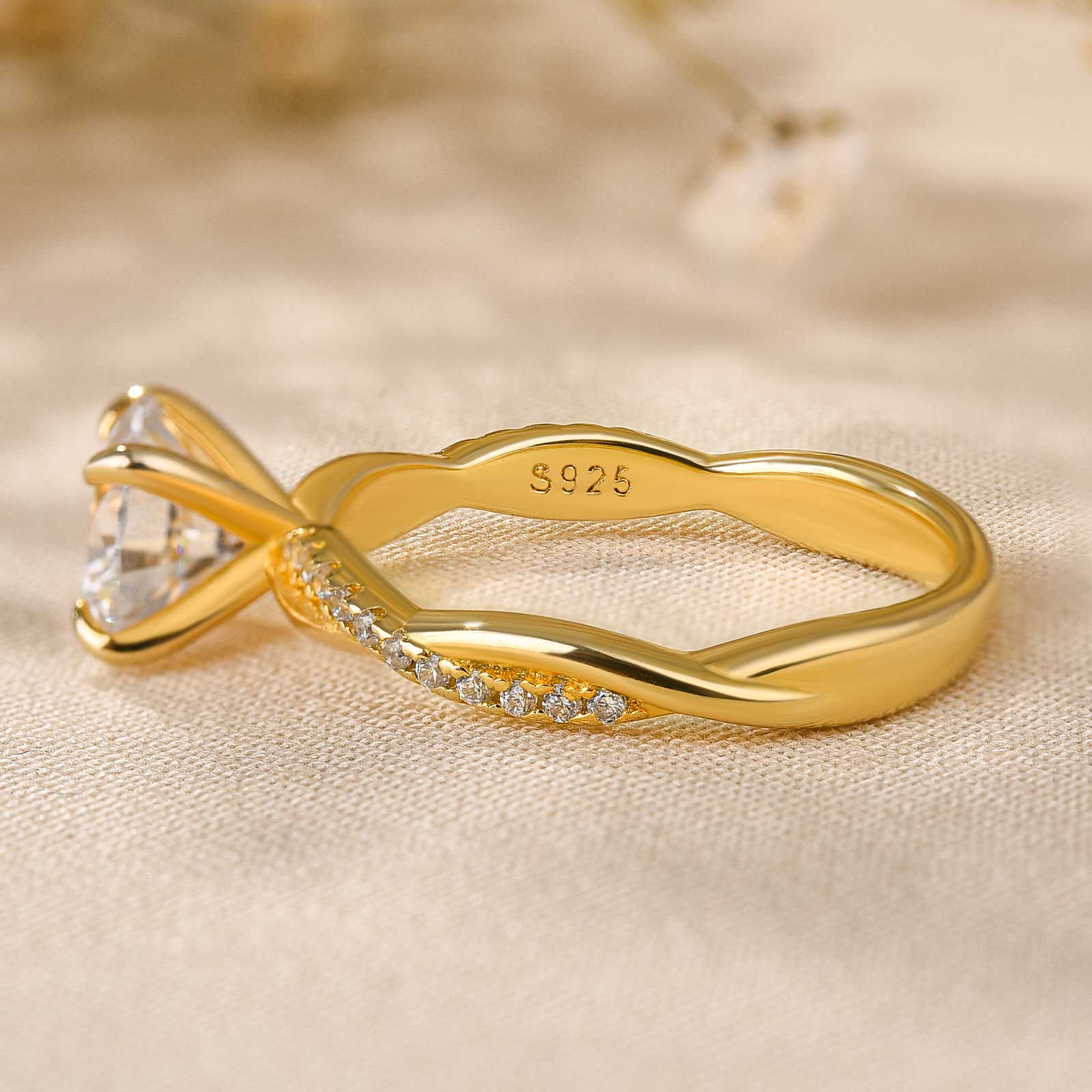 Twist 1.25 Carat Round Cut Promise Ring For Her In Sterling Silver