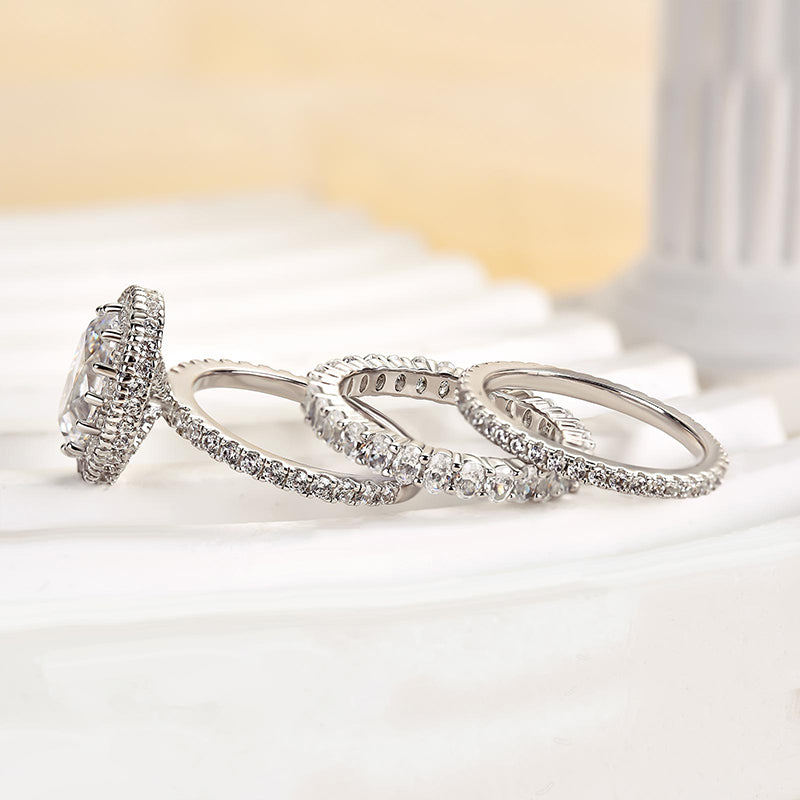 Ahabobo Exclusive Halo Oval Cut 3PC Wedding Set