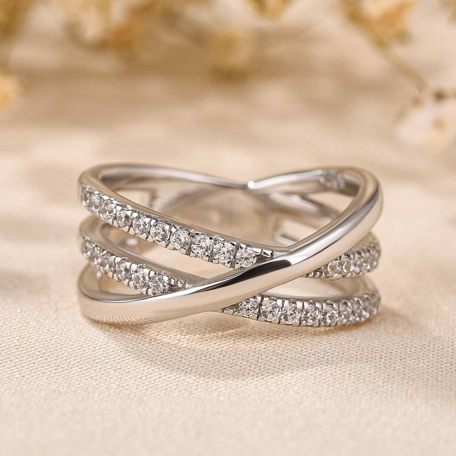 Precious Three Layer Cross Wedding Band