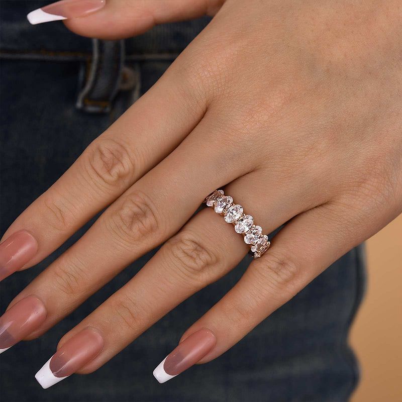 Eternity Oval Cut Simulated Diamonds Wedding Band