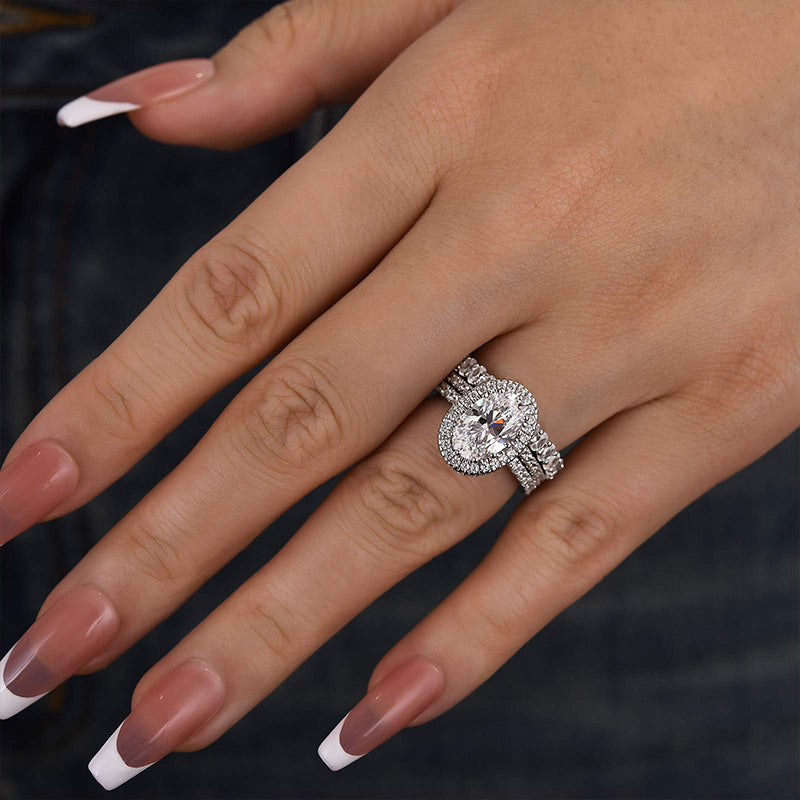 Ahabobo Exclusive Halo Oval Cut 3PC Wedding Set