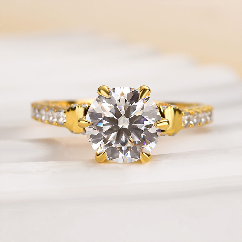 Maxine Moissanite Bow Base Design 2.0 Carat Round Cut Engagement Ring