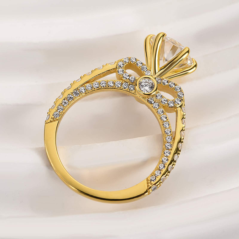 Maxine Moissanite Bow Base Design 2.0 Carat Round Cut Engagement Ring