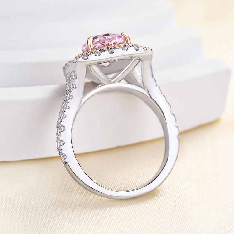 Honorable Split Shank Double Halo Pear Cut Pink Sapphire Engagement Ring In Sterling Silver