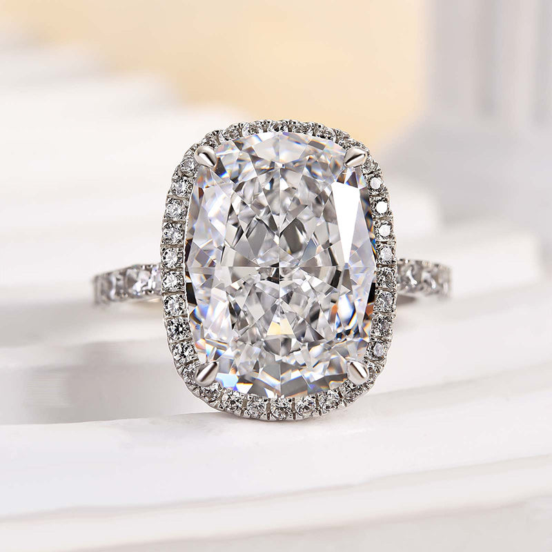 Ahabobo Gorgeous Halo 9.0Ct Elongated Cushion Cut Engagement Ring