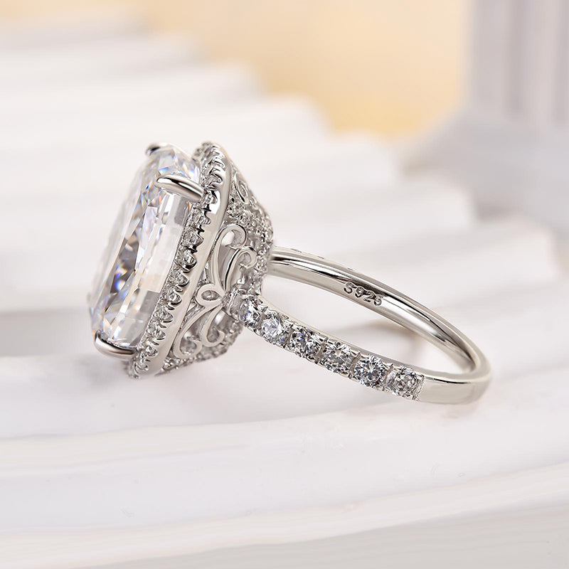 Ahabobo Gorgeous Halo 9.0Ct Elongated Cushion Cut Engagement Ring
