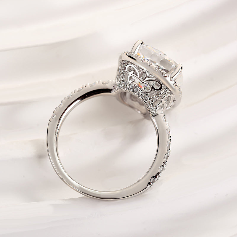 Ahabobo Gorgeous Halo 9.0Ct Elongated Cushion Cut Engagement Ring