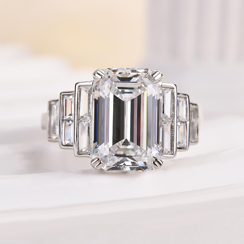 Ahabobo Unique 5.0Ct Emerald Cut Engagement Ring
