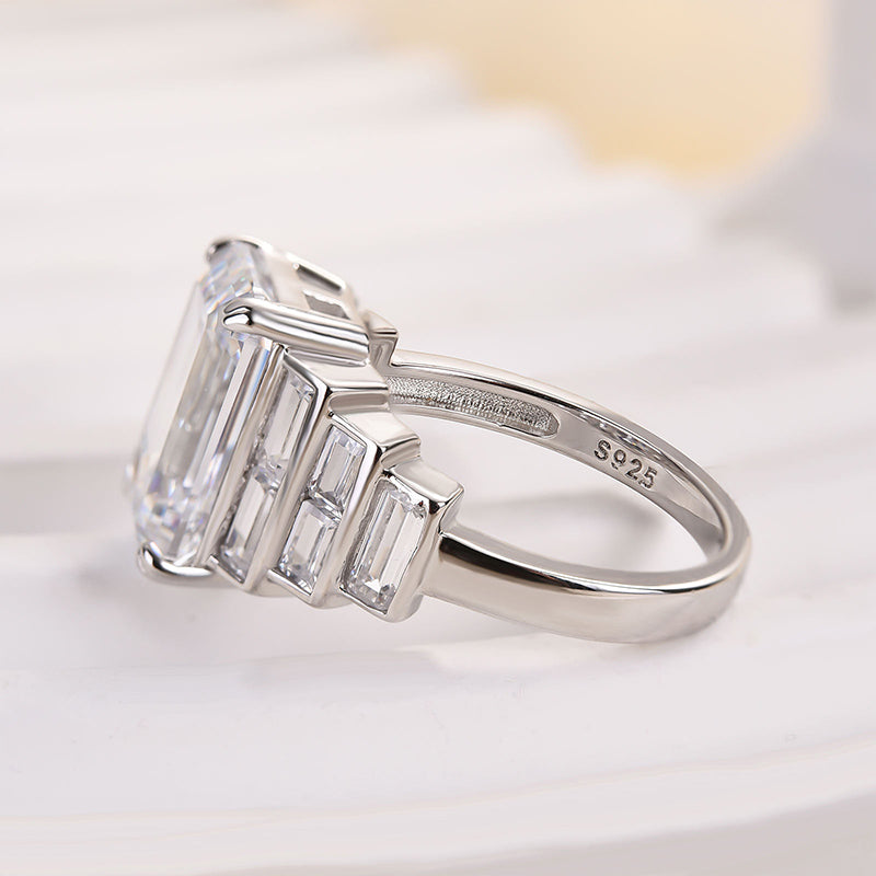 Ahabobo Unique 5.0Ct Emerald Cut Engagement Ring