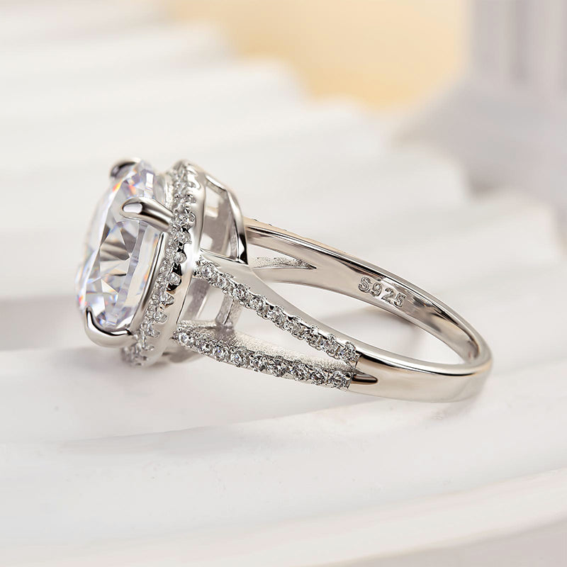 Ahabobo Luxury Halo 5.0Ct Round Cut Engagement Ring
