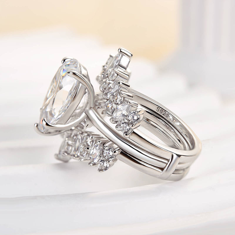 Ahabobo Vintage Pear Cut Insert Ring Set For Women