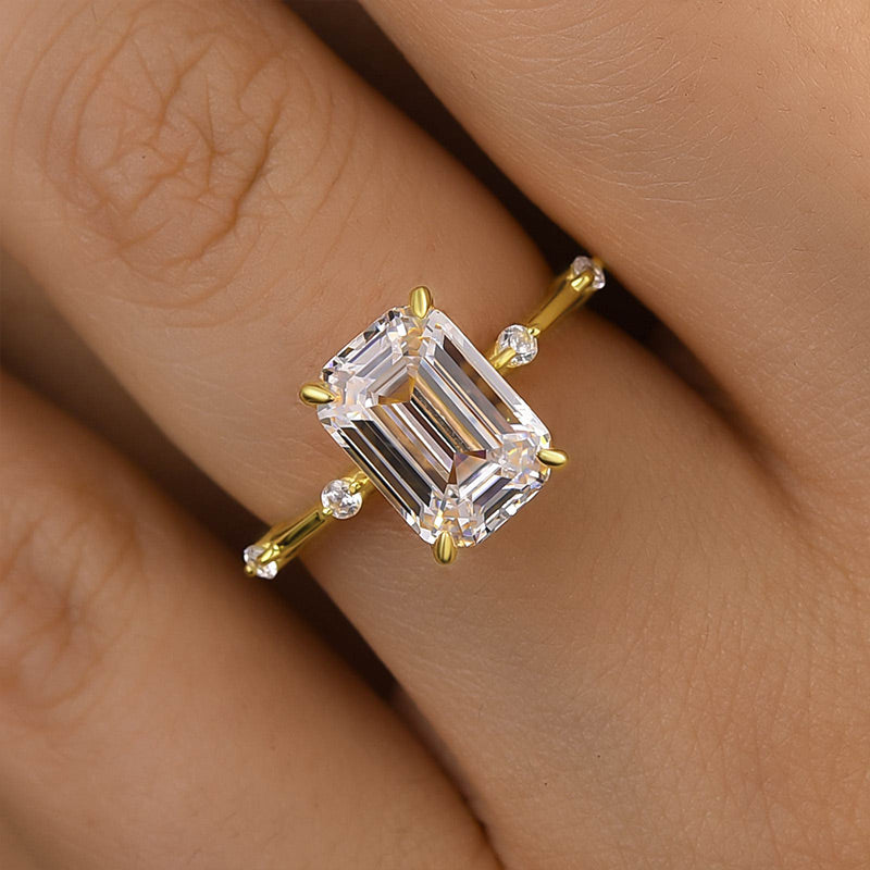 Ahabobo Unique Emerald Cut Engagement Ring For Women