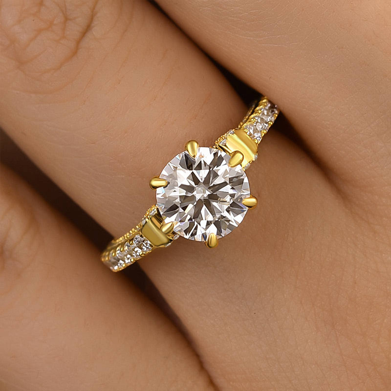 Maxine Moissanite Bow Base Design 2.0 Carat Round Cut Engagement Ring
