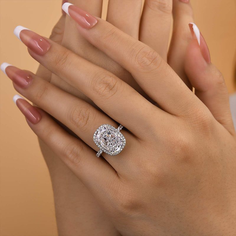 Ahabobo Gorgeous Halo 9.0Ct Elongated Cushion Cut Engagement Ring