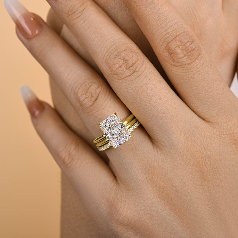 4.5Ct Classic Radiant Cut 3PC Wedding Ring Set