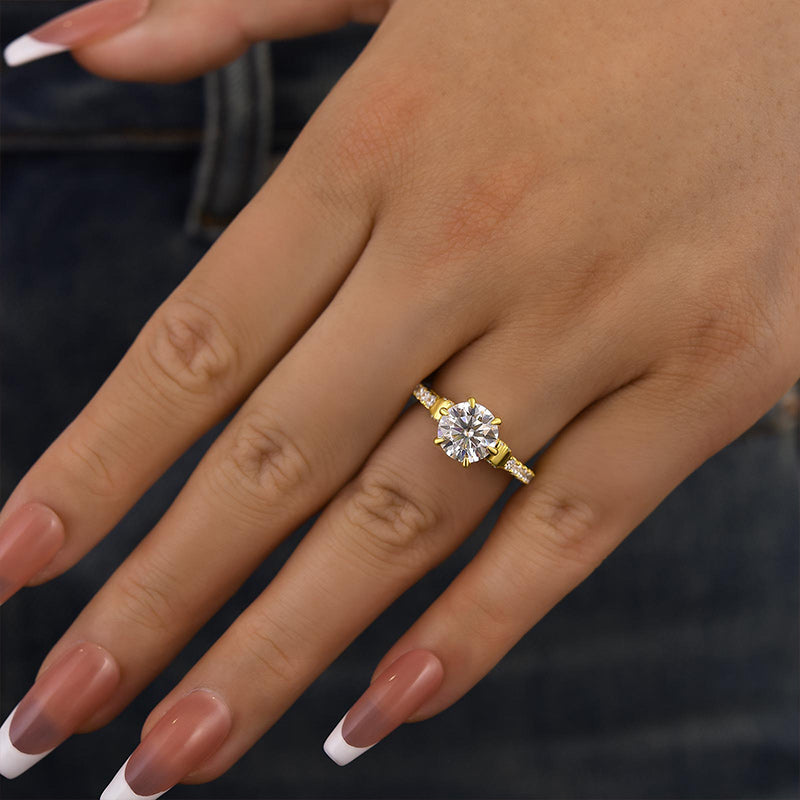 Maxine Moissanite Bow Base Design 2.0 Carat Round Cut Engagement Ring