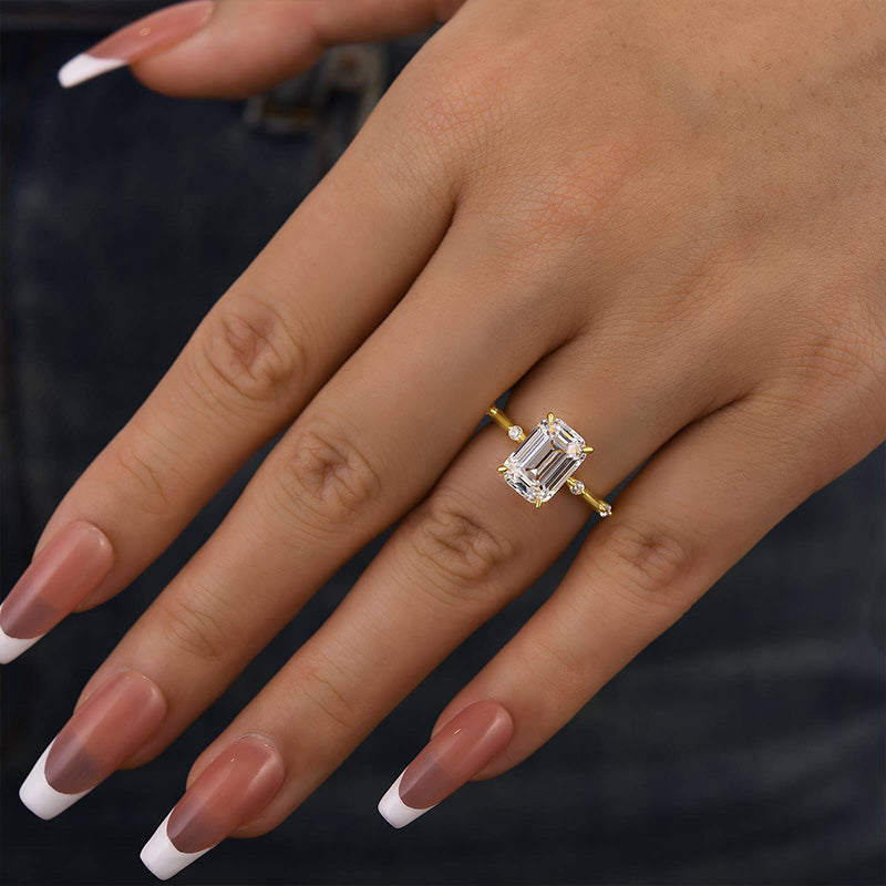 Ahabobo Unique Emerald Cut Engagement Ring For Women