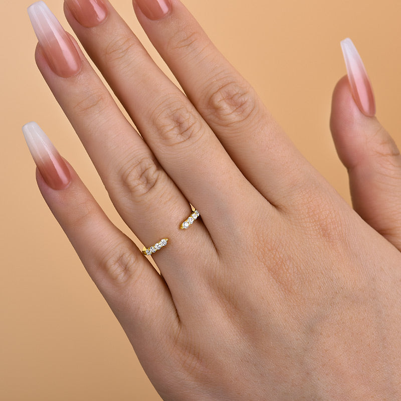 Unique Yellow Gold Open Wedding Band In Sterling Silver