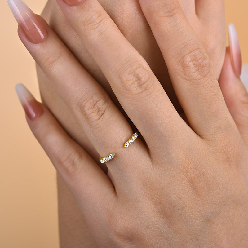 Unique Yellow Gold Open Wedding Band In Sterling Silver