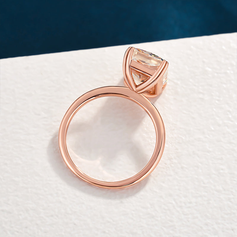 Rose Gold Light Champagne Radiant Cut Simulated Diamond Engagement Ring