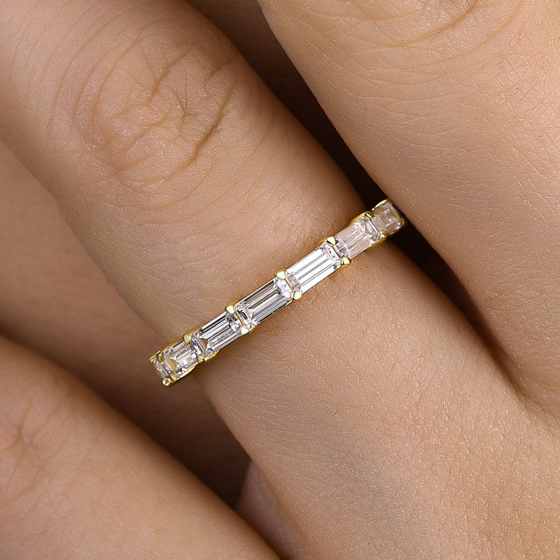 Elegant Full Emerald Cut Wedding Band