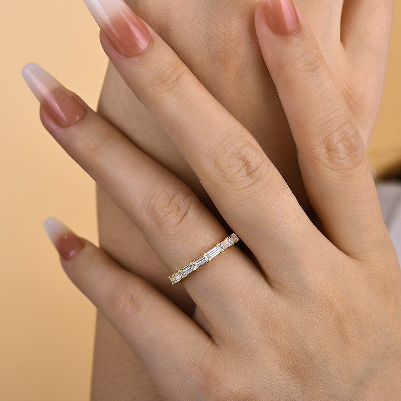 Elegant Full Emerald Cut Wedding Band