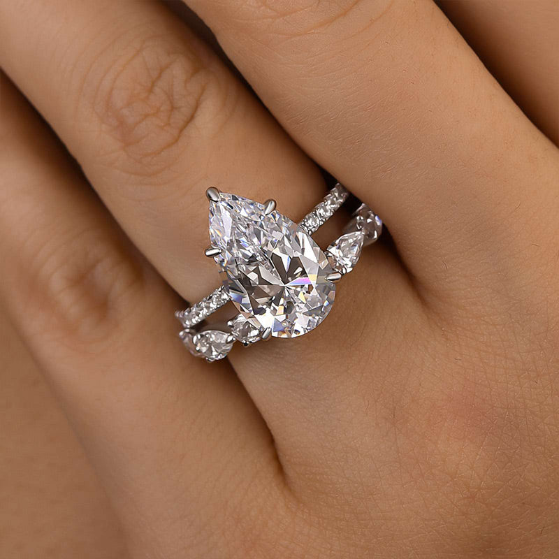 Ahabobo Excellent Pear Cut Wedding Set