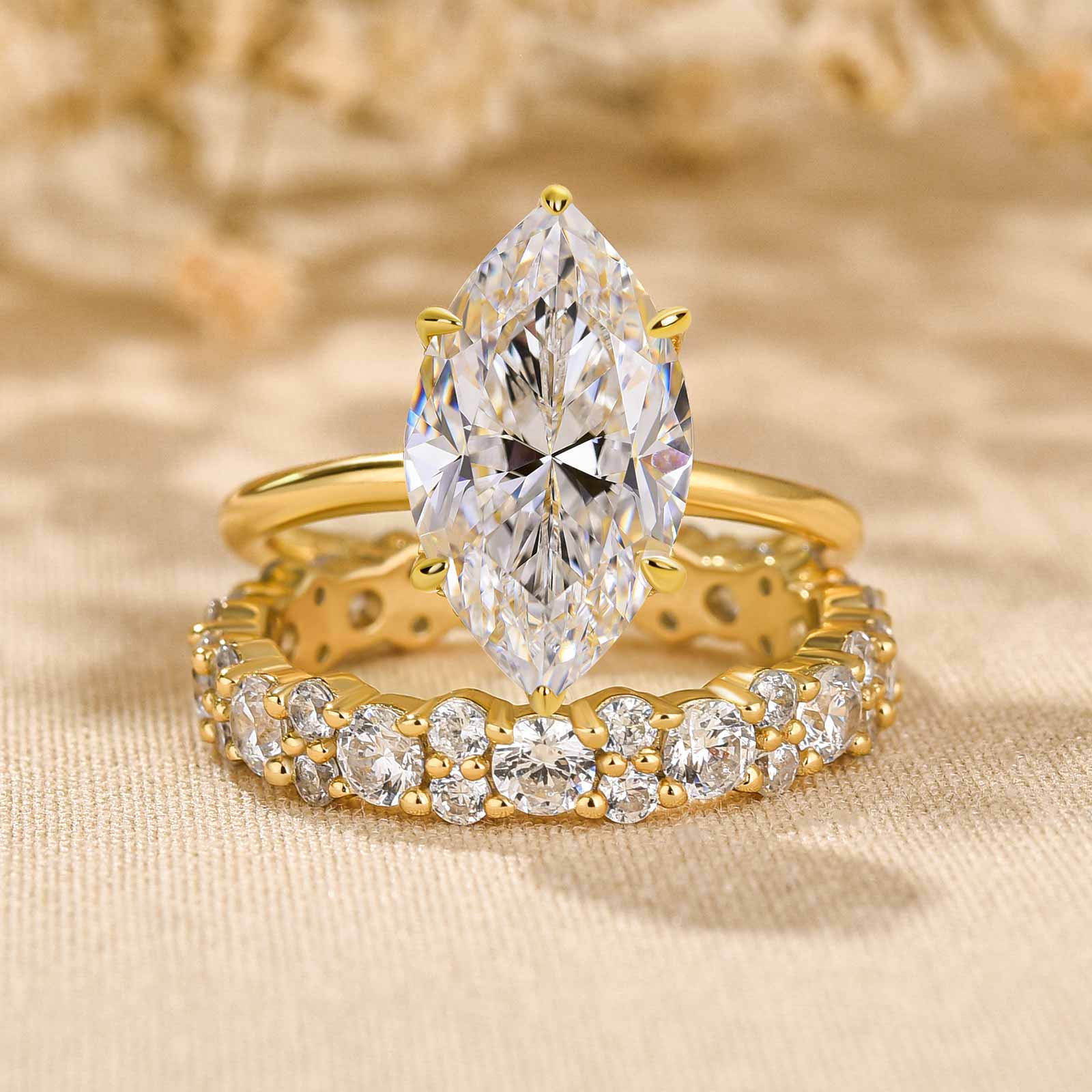 Ahabobo Special 4.0Ct Marquise Cut Wedding Set