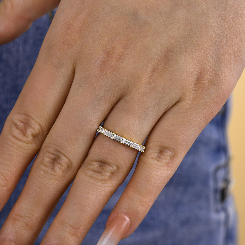 Elegant Full Emerald Cut Wedding Band