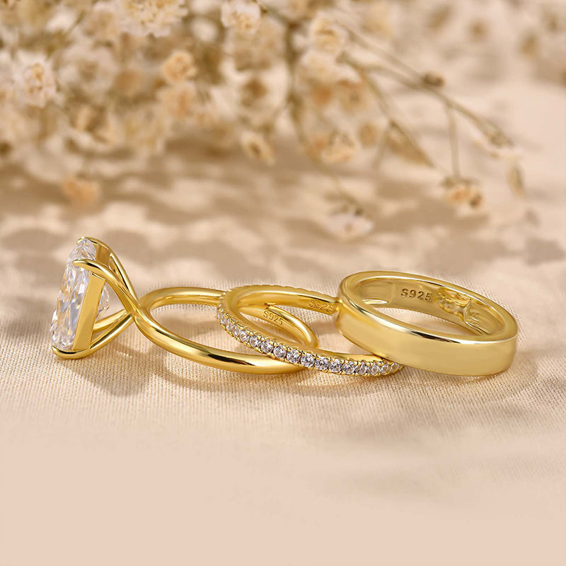 Ahabobo Classic 4.5Ct Radiant Cut 3PC Wedding Set