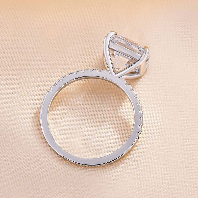Elegant Asscher Cut Women's Engagement Ring In Sterling Silver